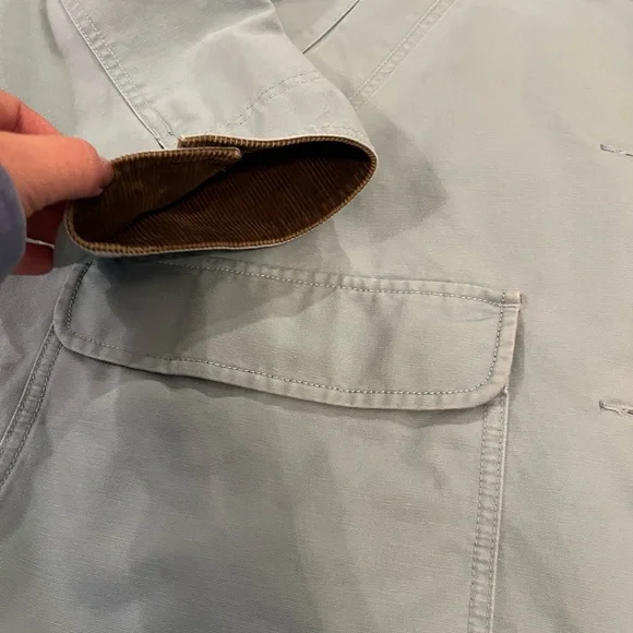 Vintage L.L. Bean light blue barn chore jacket with corduroy Collar - Picture 2 of 5